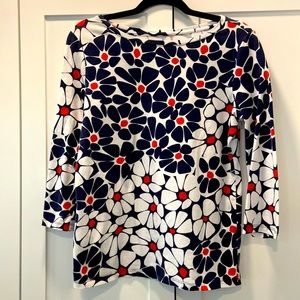 Talbots red, white, and blue floral print top